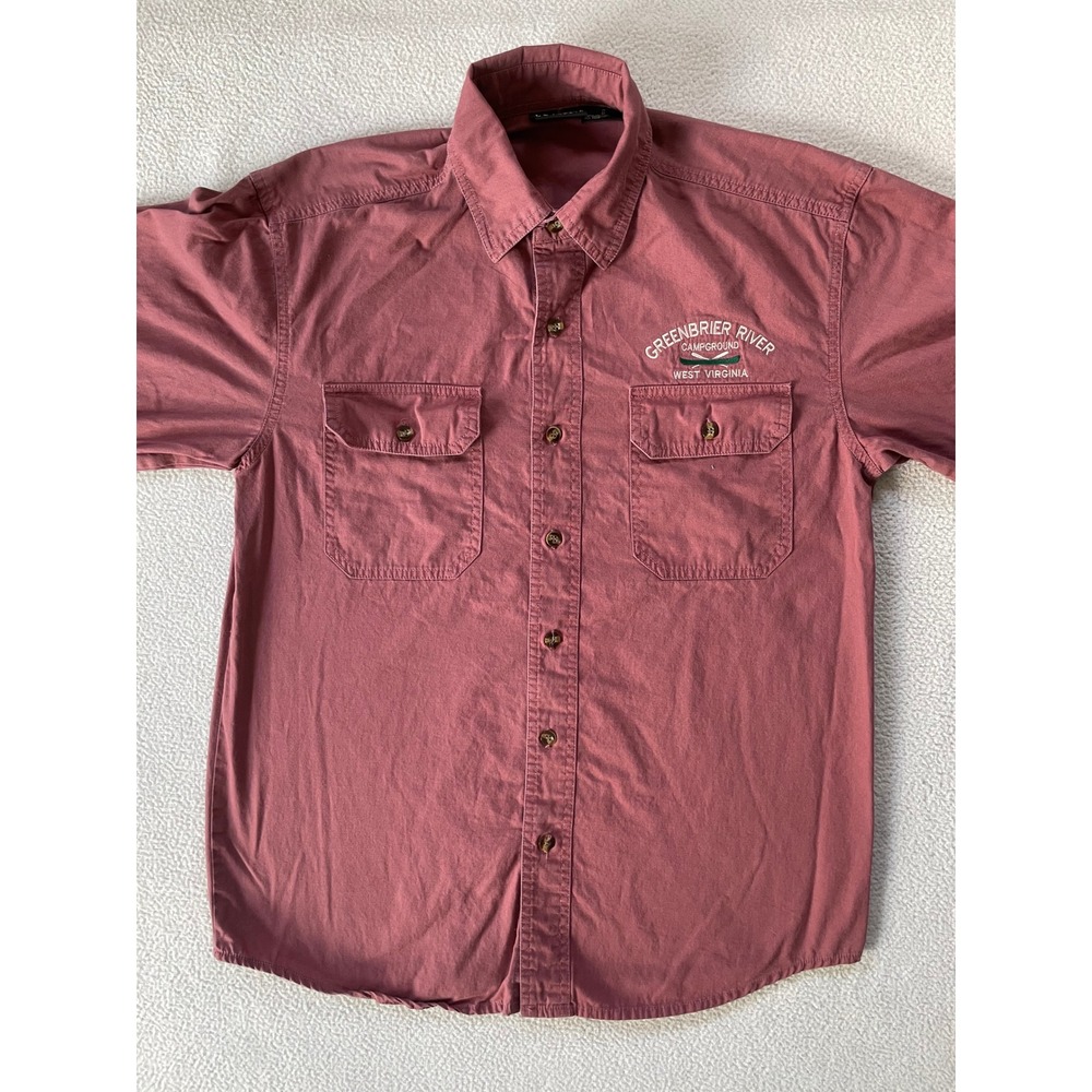 Prairie Mountain Mens Small Button Down Shirt Salmon Greenbrier River Campground